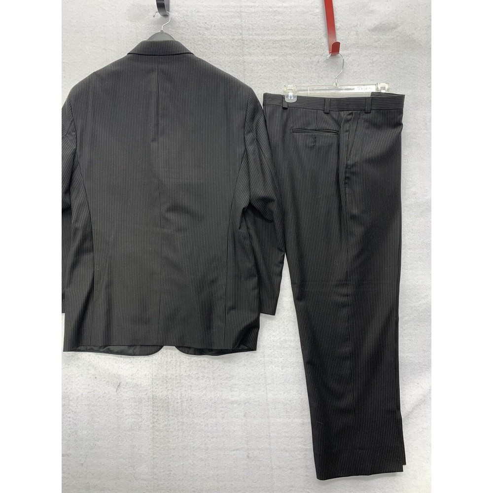 Calvin Klein 2 Piece Suit 42R Pants 38X29 Black Pure Wool Canada Teamster 1998 - Picture 2 of 16